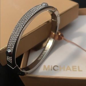 Silver-Tone Crystal Pave AstorStud Bangle Bracelet